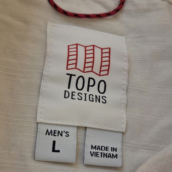 Topo Designs × Fat Tire Beer Men's Large Long Sleeve Button Cotton Shirt White - Picture 3 of 9